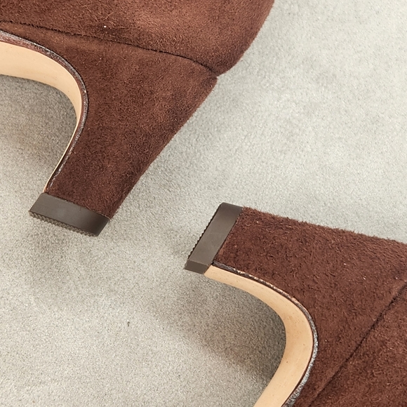 Antonio Melani Dress Booties 6.5 Chocolate Brown Suede Stretch Mae Heels New$200 - Picture 13 of 16